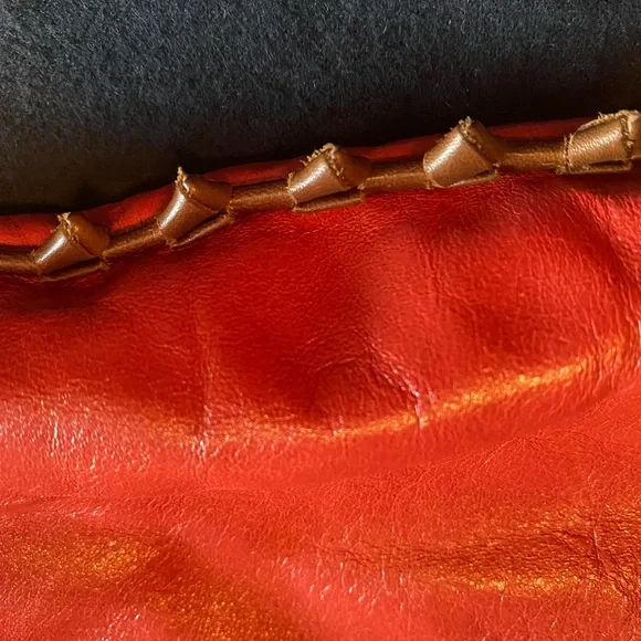 Custom made Anthony Luciano leather red brown hobo bag purse tassels - Picture 6 of 13